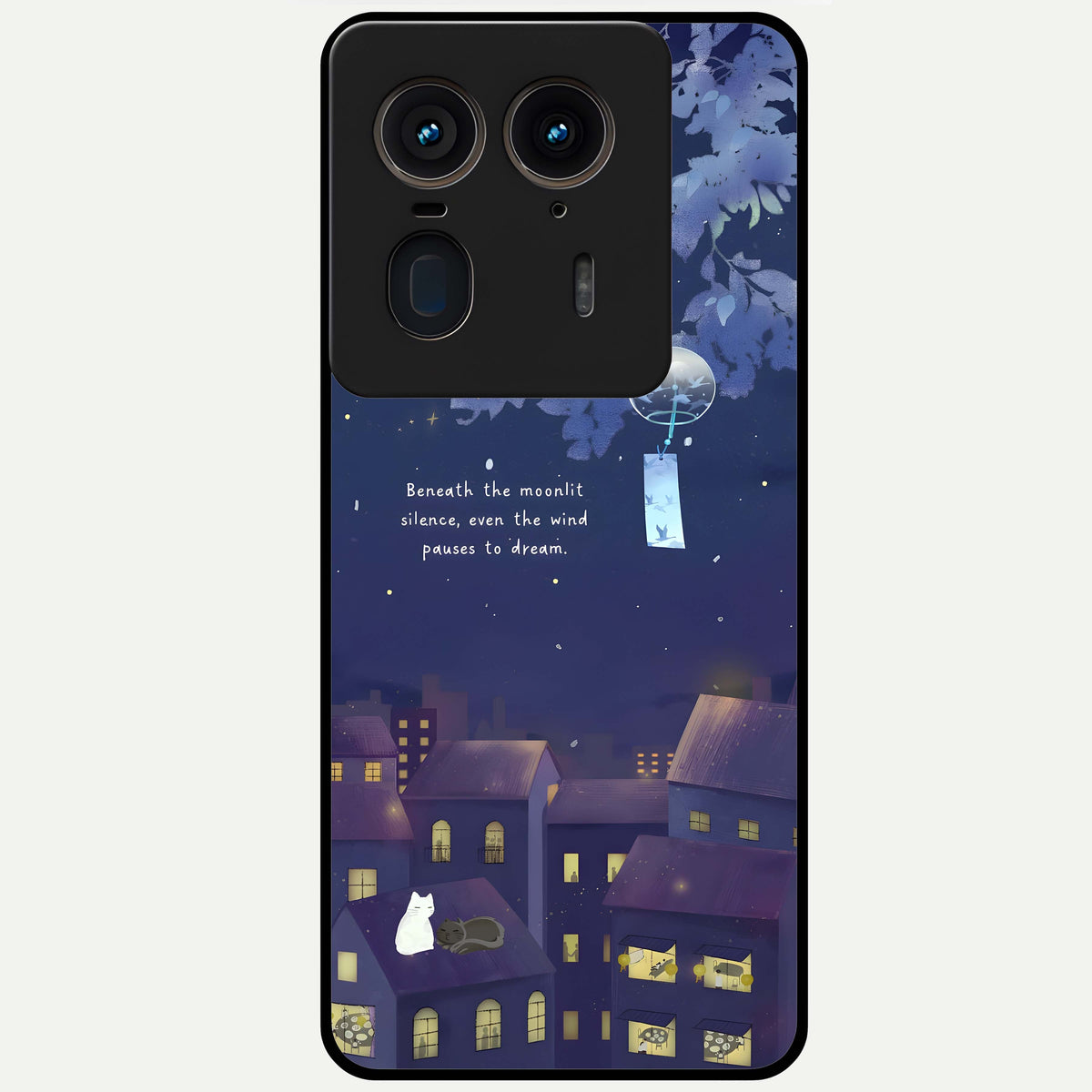  Moonlit Cat Silence Glass Case For Moto Edge 50 Ultra back cover – full design glossy printed glass finish