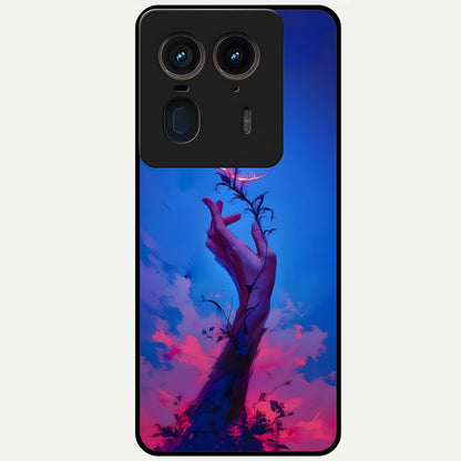  Mystic Hand Glass Case For Moto Edge 50 Ultra back cover – full design glossy printed glass finish
