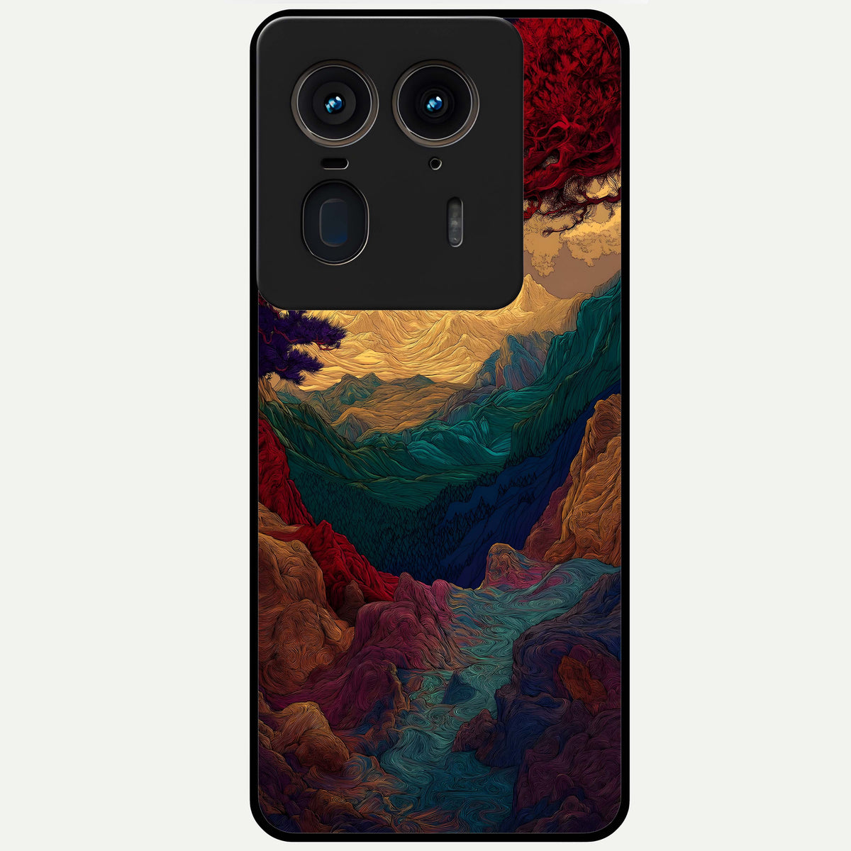  Mystic Valley Light Glass Case For Moto Edge 50 Ultra back cover – full design glossy printed glass finish