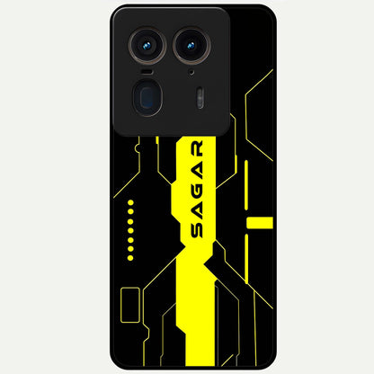  Neon CYBERPUNK Custom Name Glass Case For Moto Edge 50 Ultra back cover – full design glossy printed glass finish