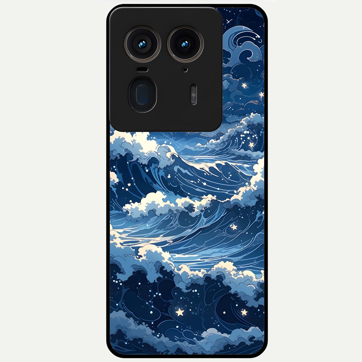  Ocean Moon Waves Glass Case For Moto Edge 50 Ultra back cover – full design glossy printed glass finish