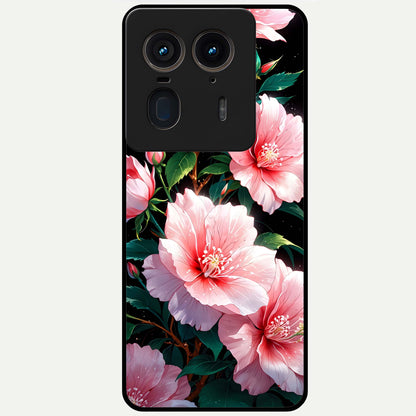  Peach Flower Glass Case For Moto Edge 50 Ultra back cover – full design glossy printed glass finish