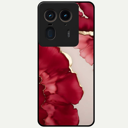  Pink And White Marble Glass Case For Moto Edge 50 Ultra back cover – full design glossy printed glass finish