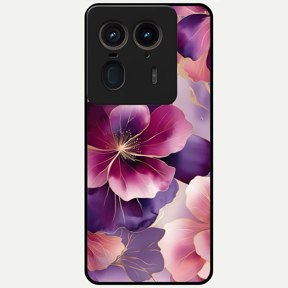  Pink Bouquet Florals Glass Case For Moto Edge 50 Ultra back cover – full design glossy printed glass finish