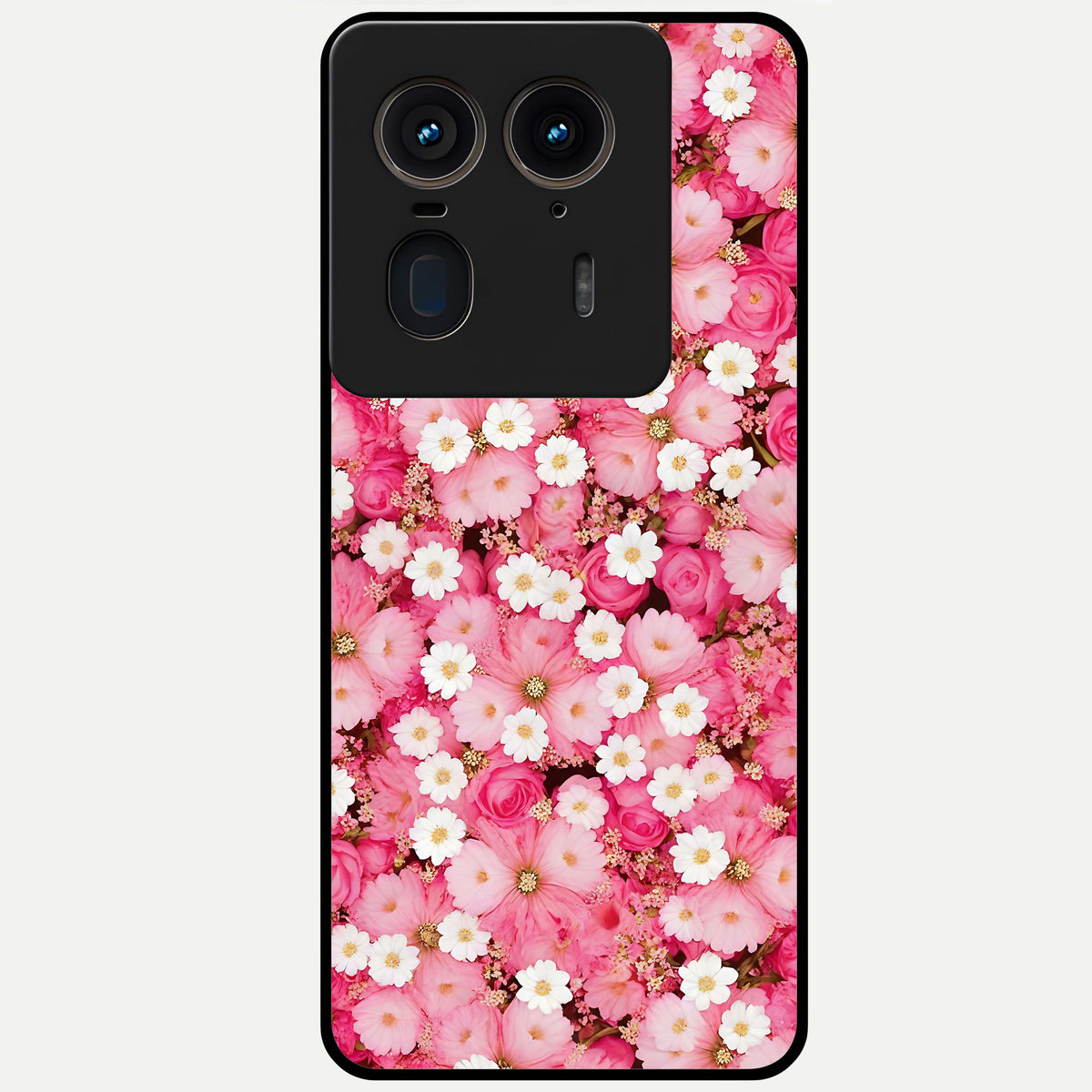  Pink Daisy Bliss Glass Case For Moto Edge 50 Ultra back cover – full design glossy printed glass finish
