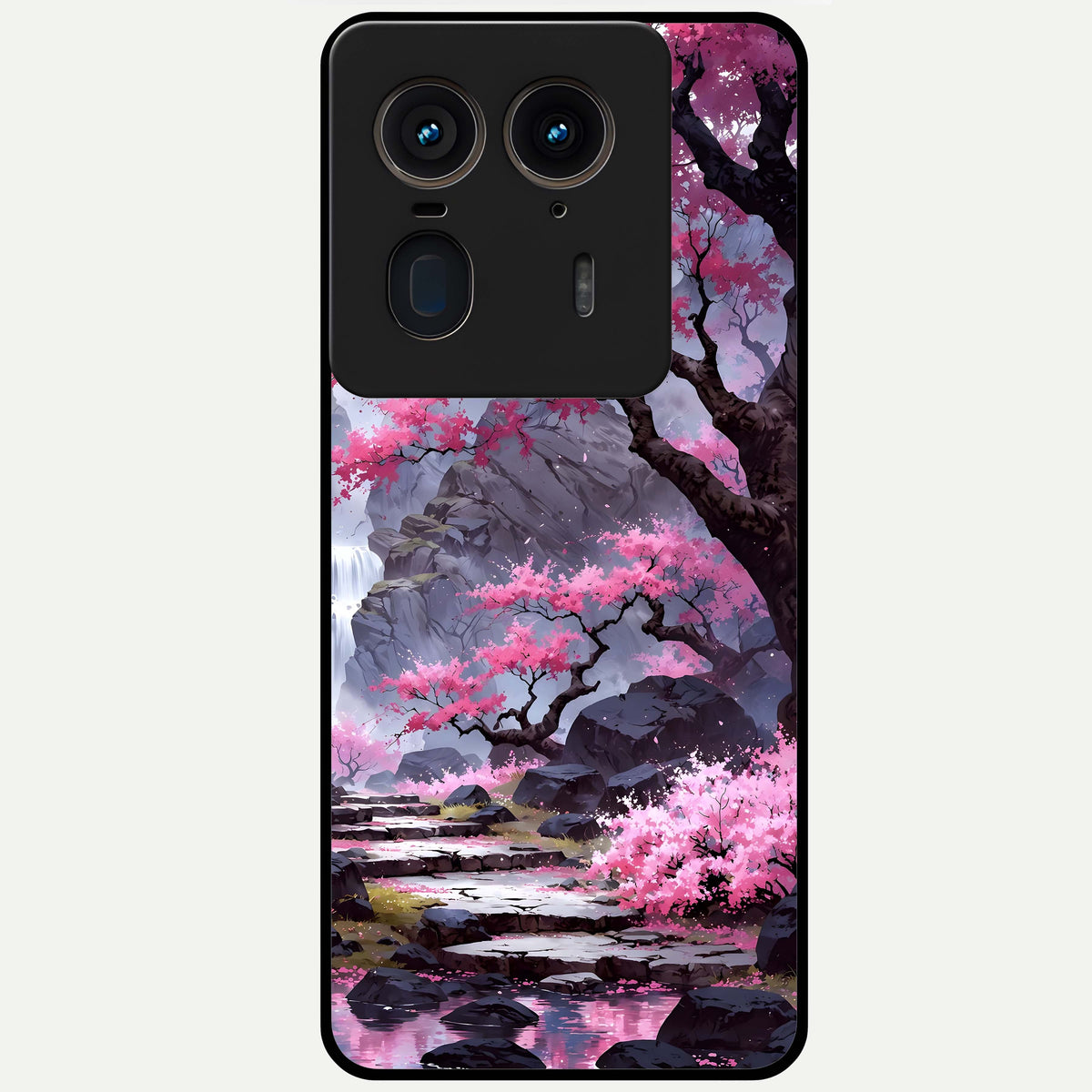  Pink Sunflower Glow Glass Case For Moto Edge 50 Ultra back cover – full design glossy printed glass finish