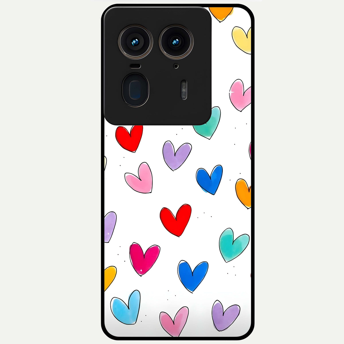  Playful Love Doodles Glass Case For Moto Edge 50 Ultra back cover – full design glossy printed glass finish