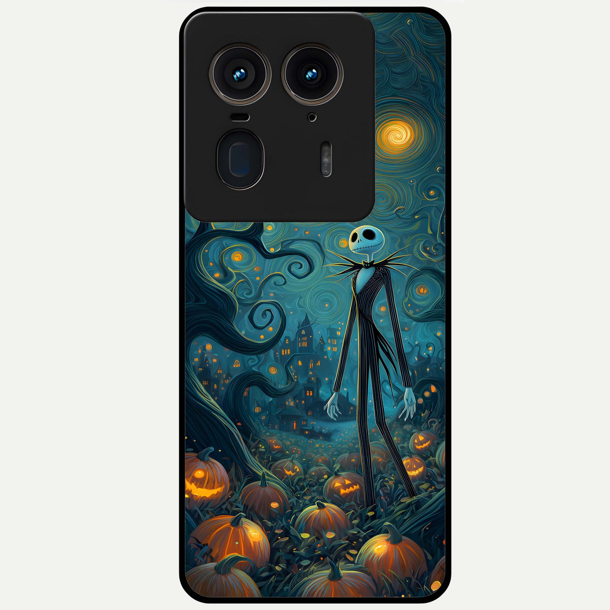  Pumpkin Moon Night Glass Case For Moto Edge 50 Ultra back cover – full design glossy printed glass finish