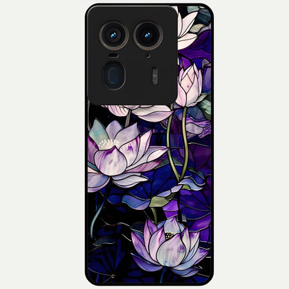  Purple Lotus Pattern Glass Case For Moto Edge 50 Ultra back cover – full design glossy printed glass finish