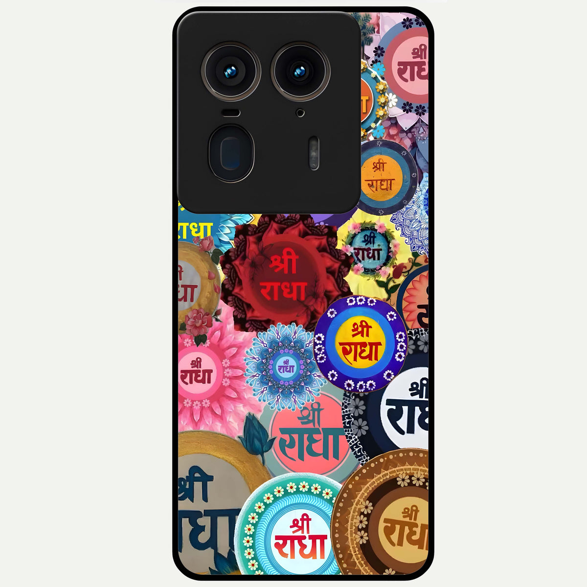  Radha Divine Bloom Glass Case For Moto Edge 50 Ultra back cover – full design glossy printed glass finish