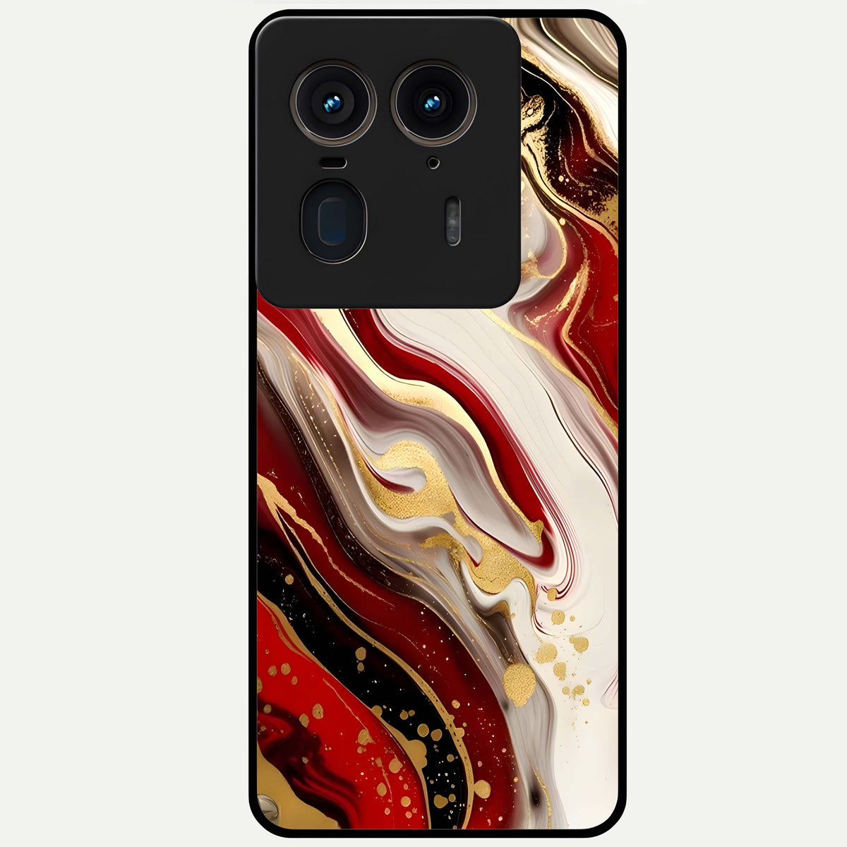  Red And White Marble Glass Case For Moto Edge 50 Ultra back cover – full design glossy printed glass finish