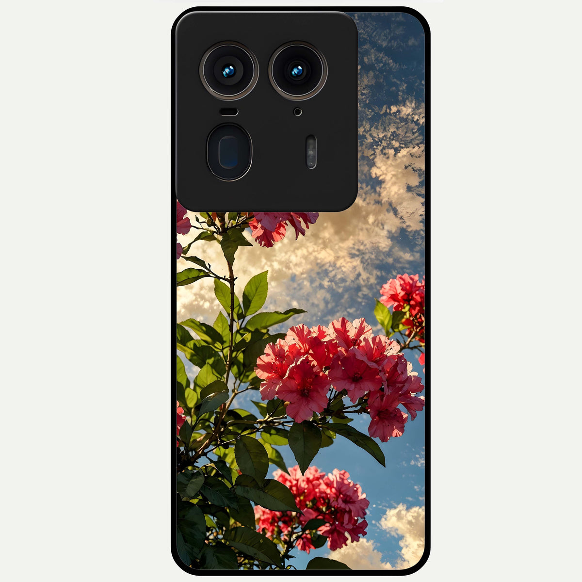  Red Bloom Skies Glass Case For Moto Edge 50 Ultra back cover – full design glossy printed glass finish