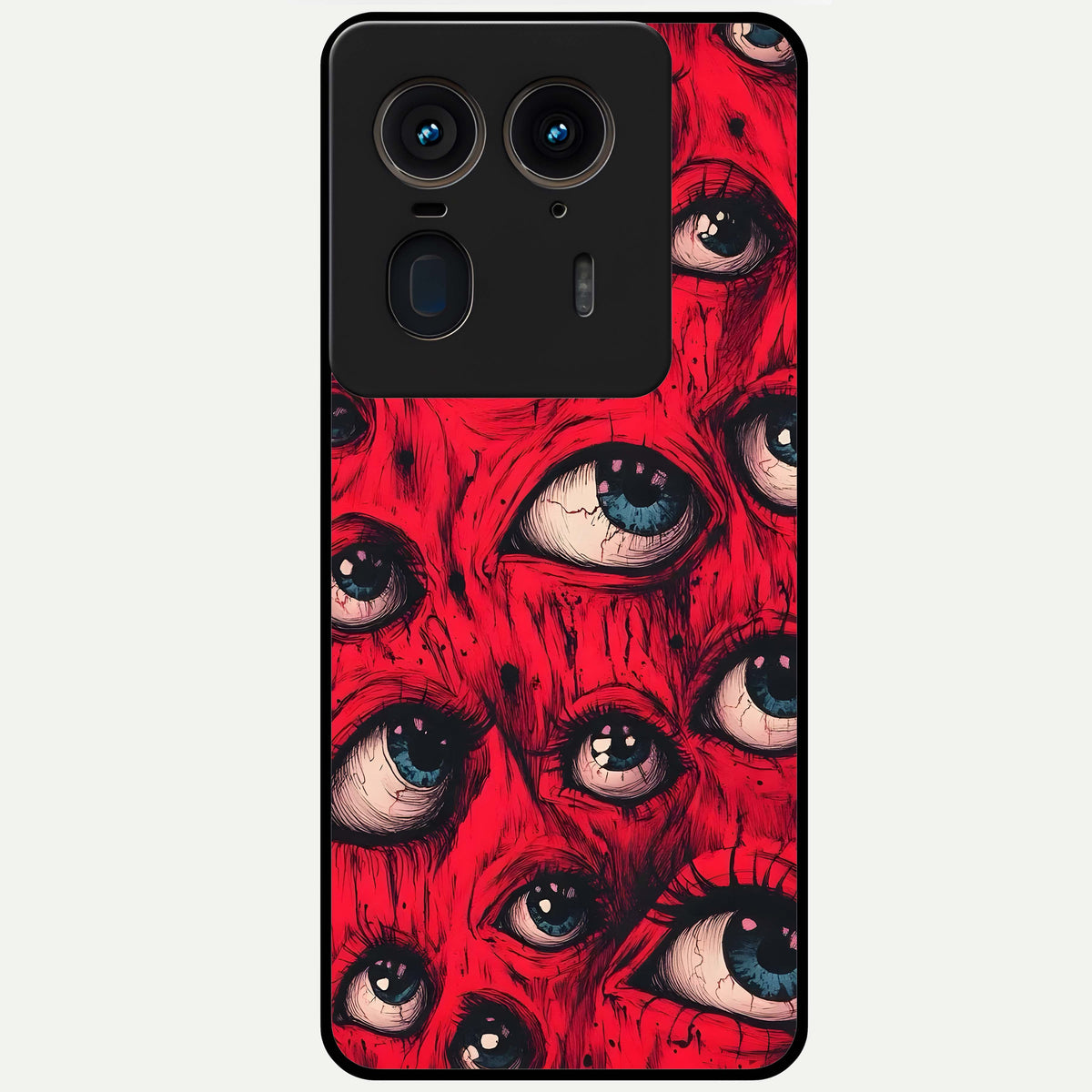  Red Eyes Pattern Glass Case For Moto Edge 50 Ultra back cover – full design glossy printed glass finish