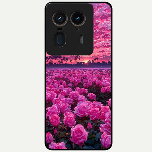  Rose Sunset Valley Glass Case For Moto Edge 50 Ultra back cover – full design glossy printed glass finish