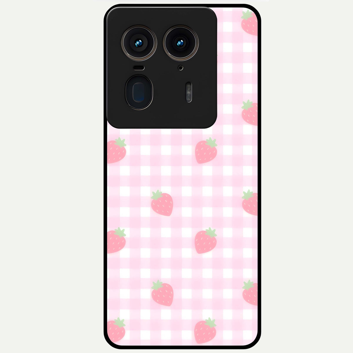  Strawberry Picnic Love Glass Case For Moto Edge 50 Ultra back cover – full design glossy printed glass finish
