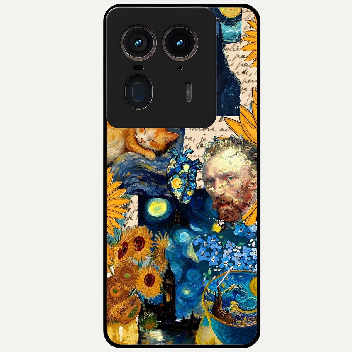  Sunflower Chic Mood Custom Name Glass Case For Moto Edge 50 Ultra back cover – full design glossy printed glass finish