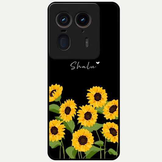  Sunflower Sky Bloom Glass Case For Moto Edge 50 Ultra back cover – full design glossy printed glass finish