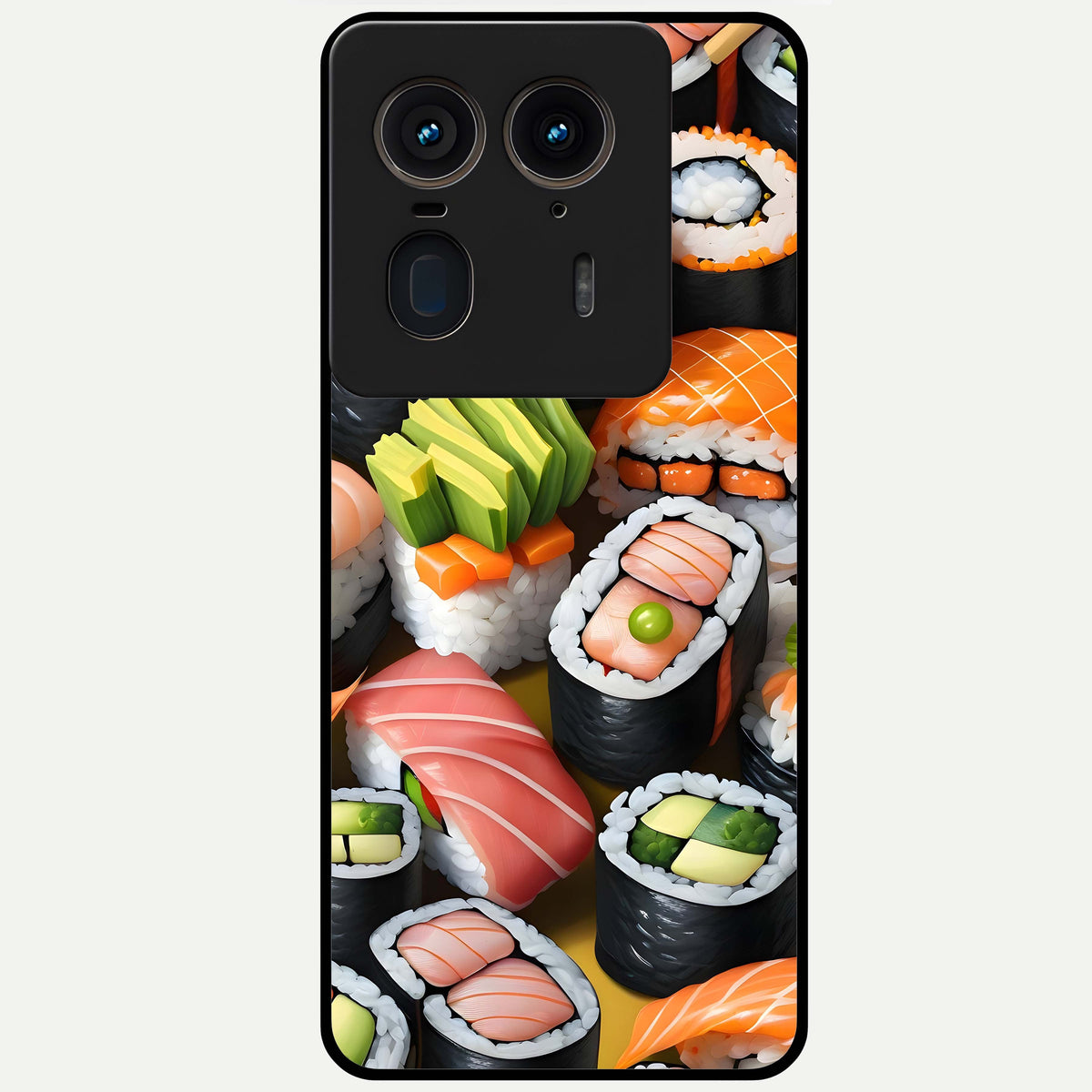  Sushi Food Pattern Glass Case For Moto Edge 50 Ultra back cover – full design glossy printed glass finish