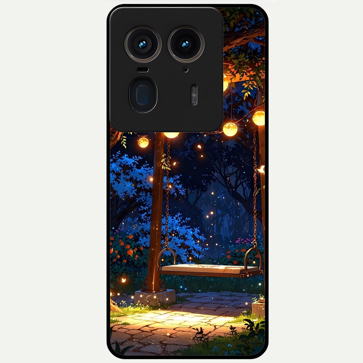  Twilight Garden Swing Glass Case For Moto Edge 50 Ultra back cover – full design glossy printed glass finish