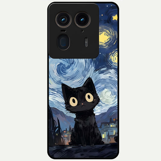 Van Gogh Cat Glass Case For Moto Edge 50 Ultra back cover – full design glossy printed glass finish