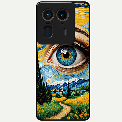  Van Gogh Eye Glass Case For Moto Edge 50 Ultra back cover – full design glossy printed glass finish