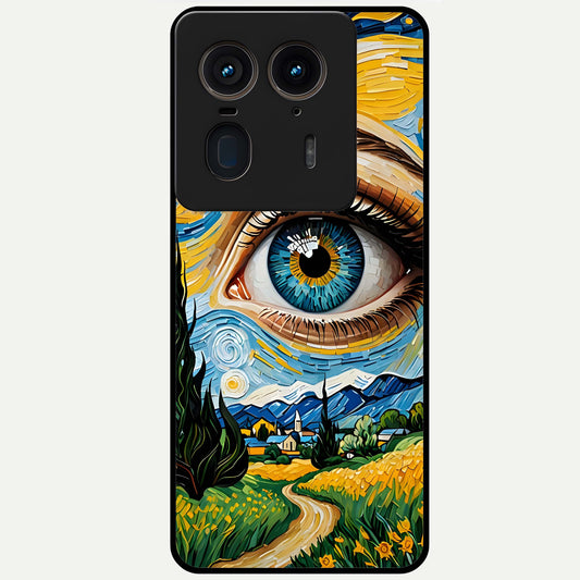 Van Gogh Eye Glass Case For Moto Edge 50 Ultra back cover – full design glossy printed glass finish