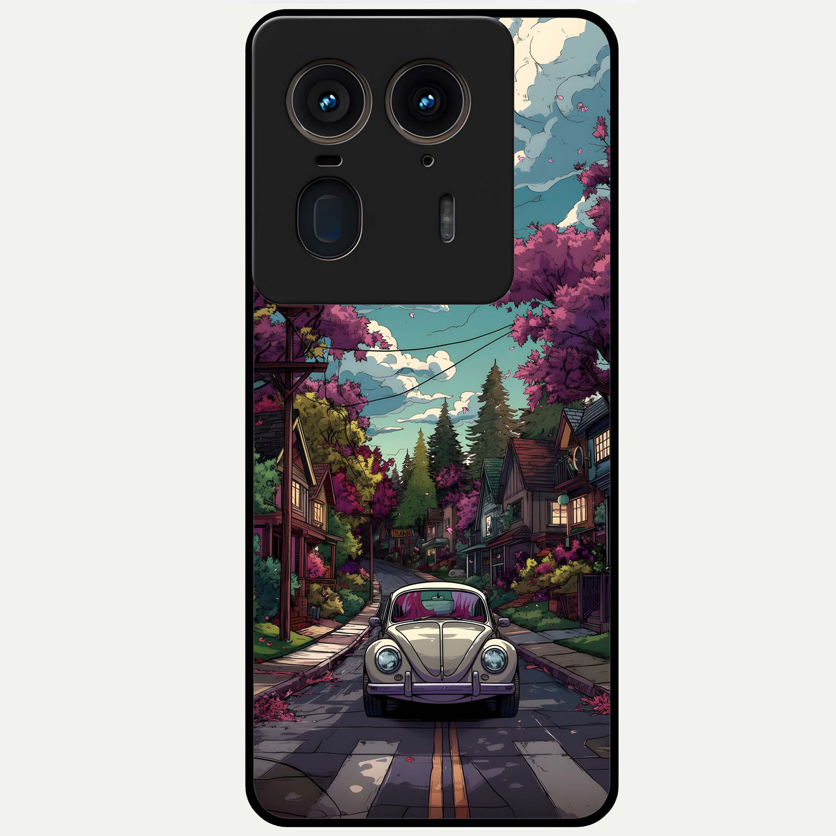  Vintage Street Drive Glass Case For Moto Edge 50 Ultra back cover – full design glossy printed glass finish