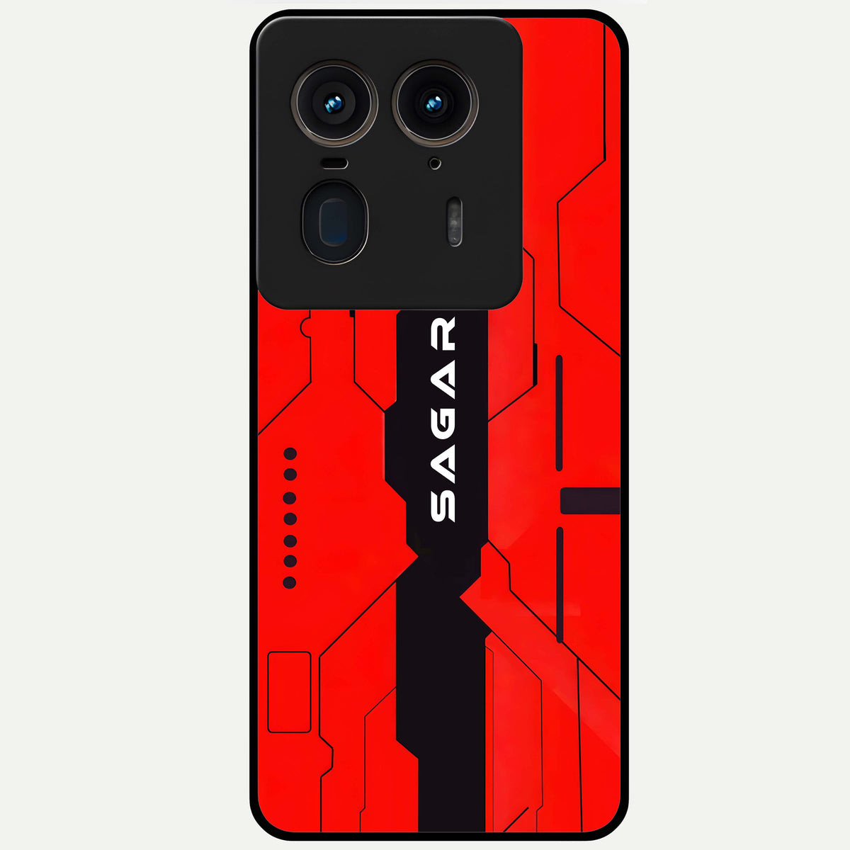  Voltage Rise CYBERPUNK Custom Name Glass Case For Moto Edge 50 Ultra back cover – personalized glossy printed glass finish