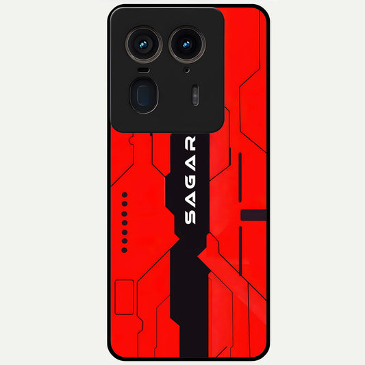  Voltage Rise CYBERPUNK Custom Name Glass Case For Moto Edge 50 Ultra back cover – personalized glossy printed glass finish