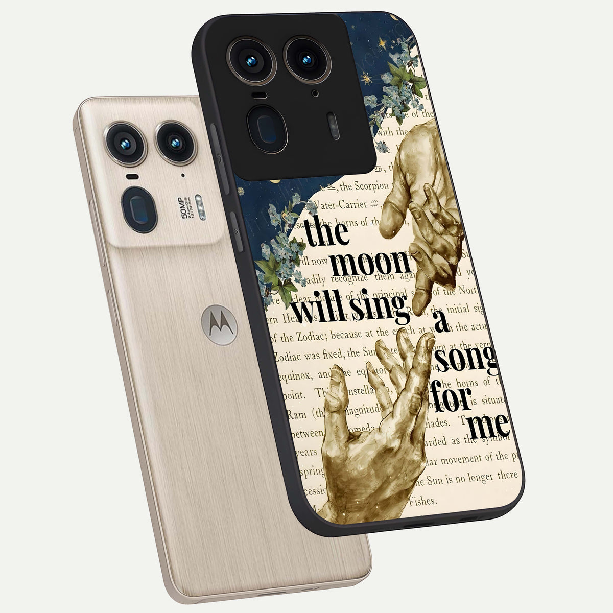  Aesthetic Divine phone case For Moto Edge 50 Ultra showing premium glass back cover with detailed artwork