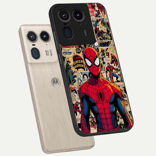  Aesthetic Spider phone case For Moto Edge 50 Ultra showing premium glass back cover with detailed artwork