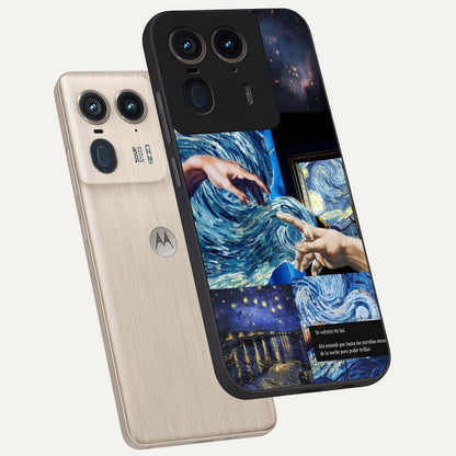  Aesthetic Vando Hands phone case For Moto Edge 50 Ultra showing premium glass back cover with detailed artwork