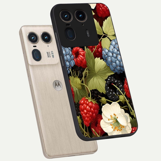  Berry Bloom Charm phone case For Moto Edge 50 Ultra showing premium glass back cover with detailed artwork