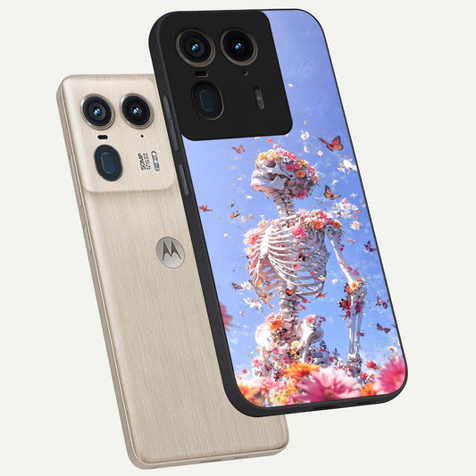  Bloom Beyond Bones phone case For Moto Edge 50 Ultra showing premium glass back cover with detailed artwork