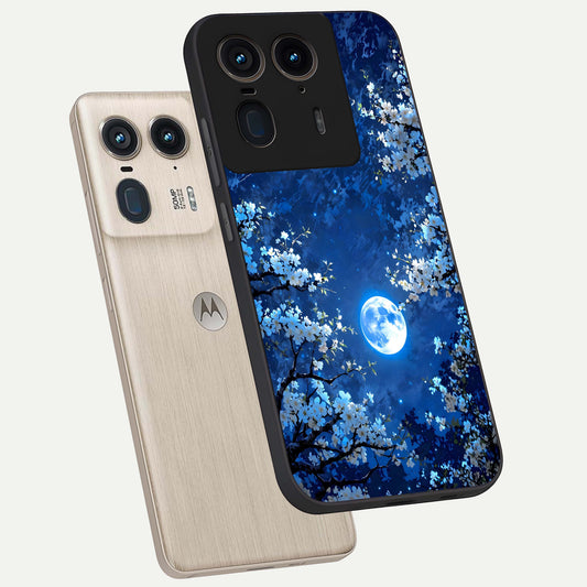  Blossom Moonlight Sky phone case For Moto Edge 50 Ultra showing premium glass back cover with detailed artwork