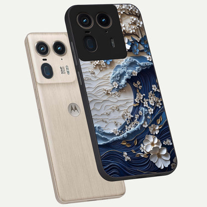 Blossom Wave Art phone case For Moto Edge 50 Ultra showing premium glass back cover with detailed artwork