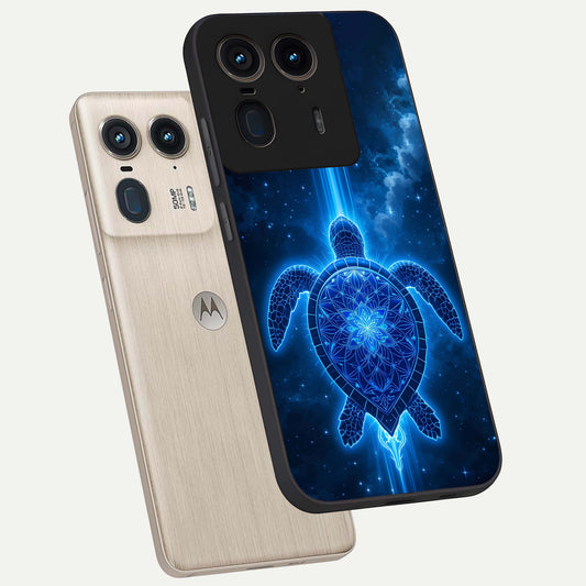  Blue Galaxy Turtle phone case For Moto Edge 50 Ultra showing premium glass back cover with detailed artwork