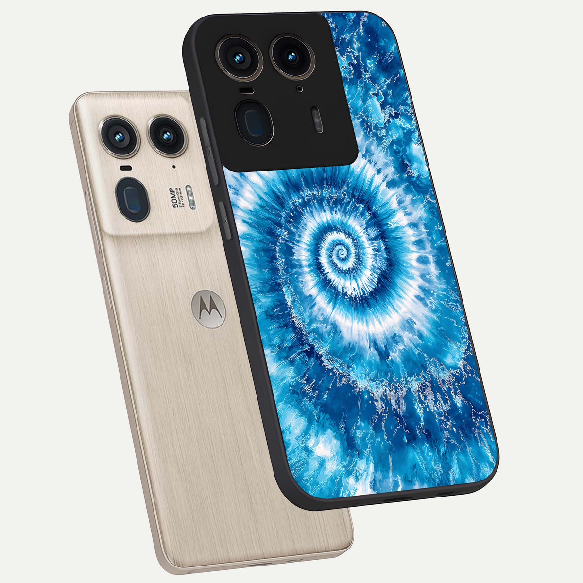  Blue Galaxy Wave phone case For Moto Edge 50 Ultra showing premium glass back cover with detailed artwork