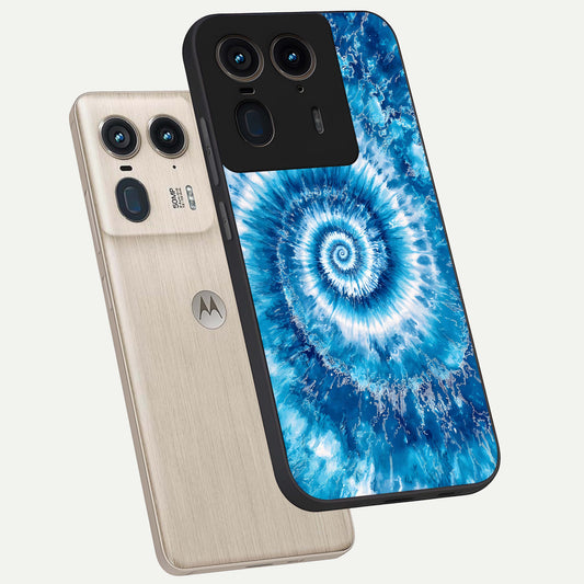  Blue Galaxy Wave phone case For Moto Edge 50 Ultra showing premium glass back cover with detailed artwork