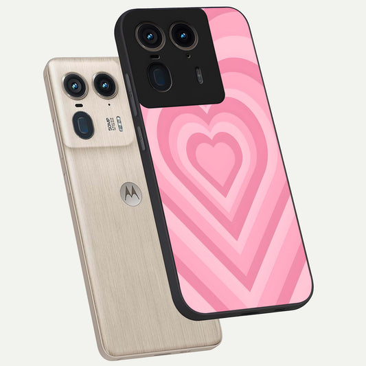  Blush Heart Waves phone case For Moto Edge 50 Ultra showing premium glass back cover with detailed artwork