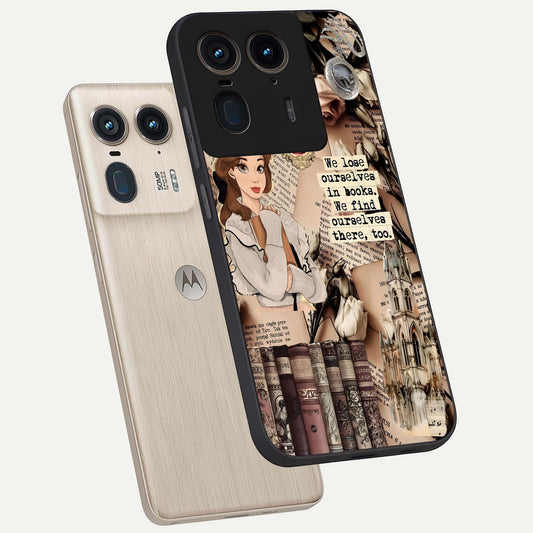  Bookish Dream World phone case For Moto Edge 50 Ultra showing premium glass back cover with detailed artwork