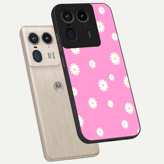  Bubblegum Daisy Pop phone case For Moto Edge 50 Ultra showing premium glass back cover with detailed artwork
