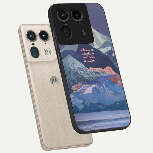  Celestial Mountain Calm phone case For Moto Edge 50 Ultra showing premium glass back cover with detailed artwork