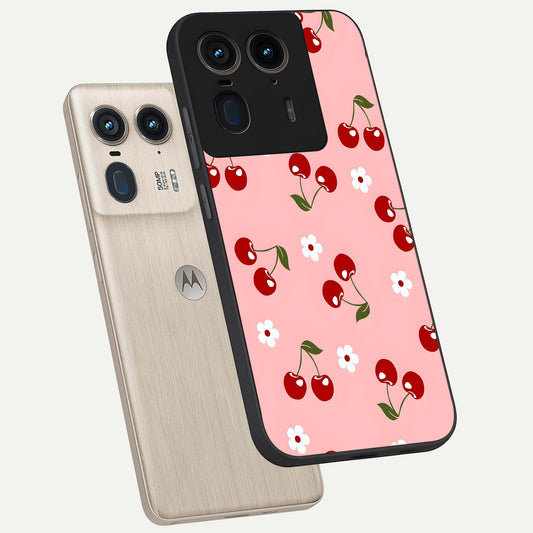  Cherry Love Mood phone case For Moto Edge 50 Ultra showing premium glass back cover with detailed artwork