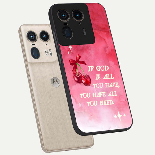  Cherry Quote phone case For Moto Edge 50 Ultra showing premium glass back cover with detailed artwork