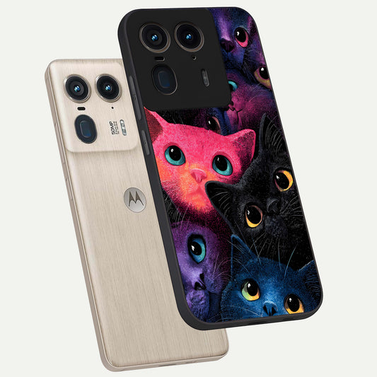  Cosmic Cats Dreams phone case For Moto Edge 50 Ultra showing premium glass back cover with detailed artwork