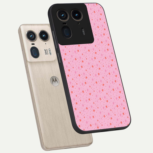  Cosmic Pink Sparkle phone case For Moto Edge 50 Ultra showing premium glass back cover with detailed artwork