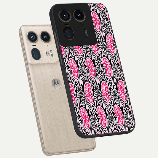  Crimson Paisley Charm phone case For Moto Edge 50 Ultra showing premium glass back cover with detailed artwork
