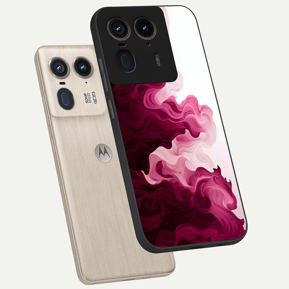  Crimson Wave Flow phone case For Moto Edge 50 Ultra showing premium glass back cover with detailed artwork