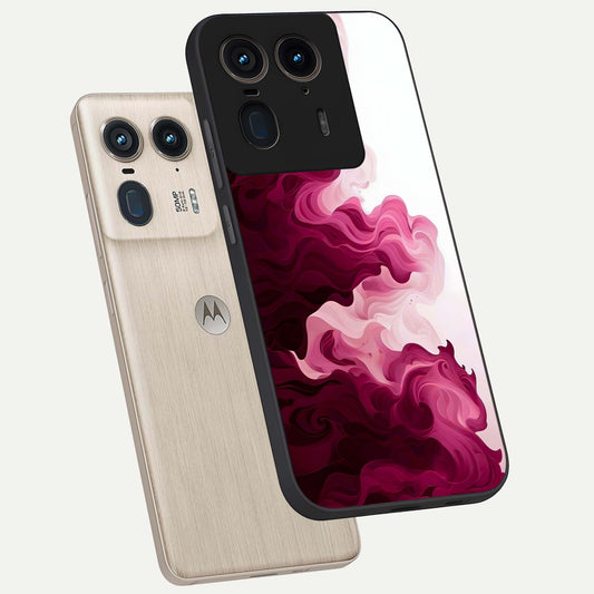  Crimson Wave Flow phone case For Moto Edge 50 Ultra showing premium glass back cover with detailed artwork